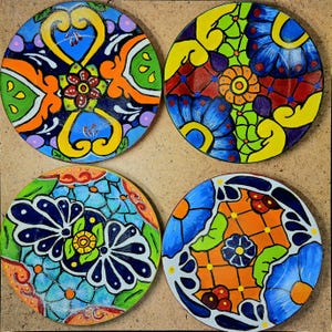 Hand painted Mexican Dessert Plates Set of 4
