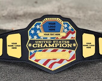 Replica WWE United States Championship Belt Adult Size Wrestling Title Belt Gold Plated Plates Leather Strap Collectible Gift Fans Display