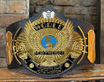 WWF World Heavyweight Championship Belt Replica Vintage Style Wrestling Title Belt Gold Plates Adult Costume Collectible Gift for Fans