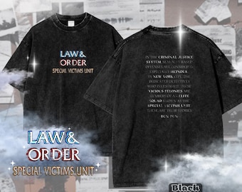 Law & Order SVU Intro T-Shirt – Iconic Crime Show Oversized Washed Tee, TV Series Logo Front and Full Intro Back, True Crime Gift