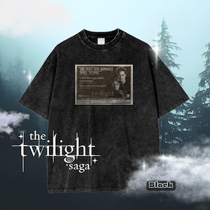 Twilight Newspaper Print T-Shirt – Vintage Movie Premiere Tee, Y2K Oversized Washed Tee, 2000s Aesthetic, Twilight Saga Gift