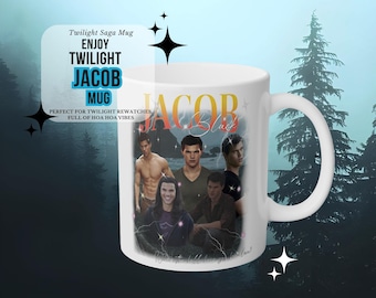 Jacob Black Coffee Mug, Twilight Werewolf Cup, Team Jacob Fan Gift, La Push Beach Aesthetic, Taylor Lautner Twilight Merch, Mug Movie Night