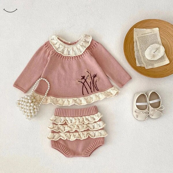 Baby Sweaters Toddler Girls Pullover And Flower Shorts 2 PCS Girls Suit