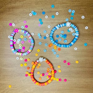 Set of 3 Clay Bead Bracelets – Handmade Stackable Summer Jewelry, Preppy Aesthetic, Gift for Her