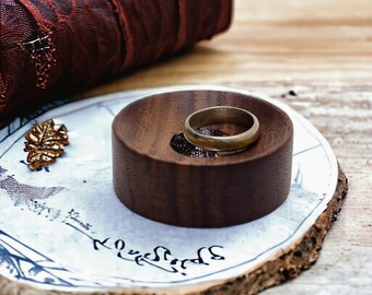 5th anniversary gift | Mini wood ring dish made of Walnut.