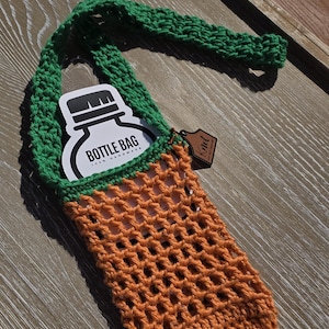 Crochet Water Bottle Holder: Handmade Cotton Crossbody Bag