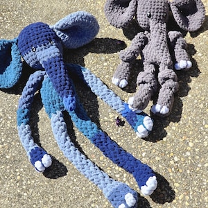 Handmade Elephant Snuggle Plushie | Soft Crochet Toy | Baby Shower Gift |  Stuffed Animal | Cuddly Nursery Decor | Snuggle Buddy