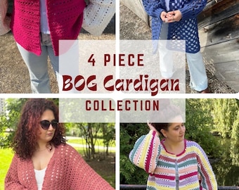 Crochet Cardigan Pattern Collection – 4 BOG Jacket Designs (Digital PDF)