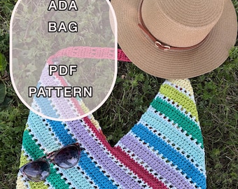 Crochet ADA Bag Pattern – Rainbow Foldable Cotton Bag (PDF Download)