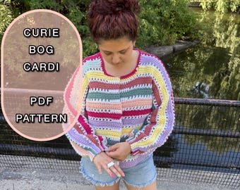 Crochet Curie BOG Cardigan Pattern, Easy One-Piece Design (PDF)