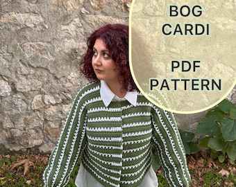 Crochet Curie BOG Cardi Pattern/ XS-3XL Crochet Cardigan Pattern PDF/ Easy crochet bog cardigan/ Crochet Bog Cardigan