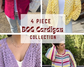 BOG Crochet Cardigan Pattern Collection – 4 PDF Patterns (Digital Download)