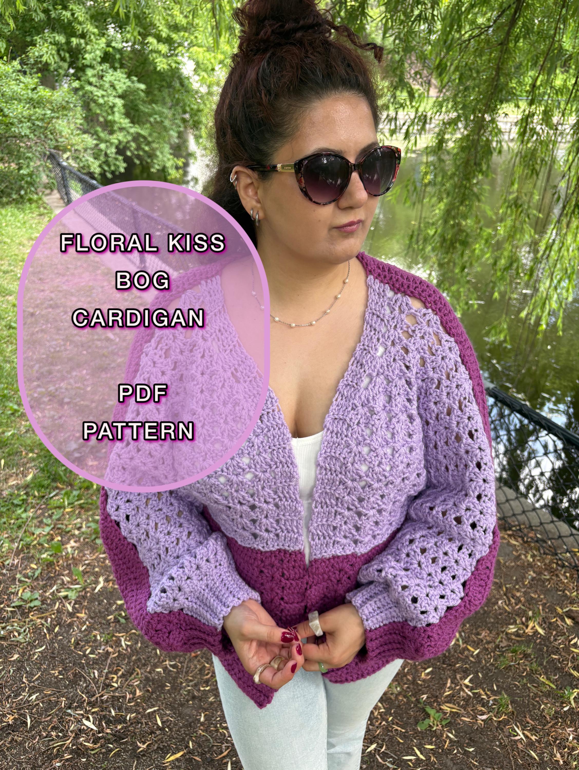 Crochet Floral Kiss BOG Cardigan Pattern/ S-5XL Crochet Cardigan