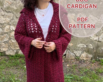 Crochet Iris BOG Cardigan Pattern, Easy S-5XL (PDF Pattern)