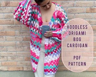Crochet Hoodless Origami BOG Cardigan Pattern (XXS-5XL) (PDF Pattern)