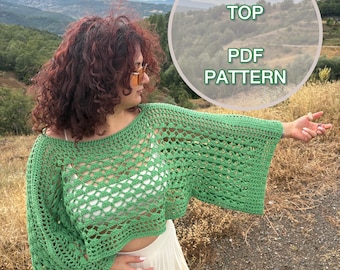 Lovelace Crochet Top Pattern – Easy ,One Piece Crochet Top, XS-5XL (PDF Pattern)