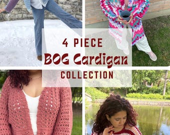 Crochet BOG Cardigan Pattern Collection – 4 Digital PDF Patterns