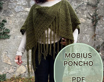 Mobius Poncho Crochet Pattern/ XS - 5XL Crochet Poncho Pattern PDF/ Easy crochet wear / Crochet shawl pattern