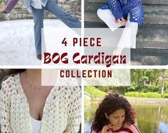 Crochet BOG Cardigan Pattern Collection – 4 PDF Digital Downloads
