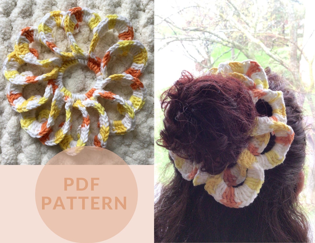 Pattern\ Easy, but Fancy Crochet Scrunchie Pattern\ the Sun Scrunchie ...