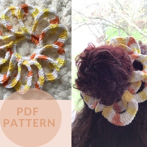Pattern\ Easy, but Fancy Crochet Scrunchie Pattern\ The Sun Scrunchie\ Cotton Scrunchie\ How to Crochet a Scrunchie Beginner Tutorial