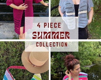 Crochet Summer Wardrobe: 4-Piece PDF Pattern Bundle (Digital Download)
