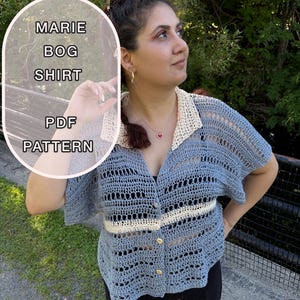 Marie BOG Shirt Crochet Pattern / XS - 3XL Crochet Shirt Pattern PDF/ Easy Crochet Bog Shirt/ Crochet Top Pattern