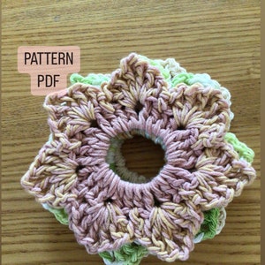 CROCHET SCRUNCHIE PATTERN/ Easy and quick crochet scrunchies/ Crochet scrunchies pdf /Crochet Scrunchie like a flower/ Crochet Patterns/