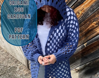 Crochet Origami BOG Cardigan with Hoodie Pattern (PDF Pattern)