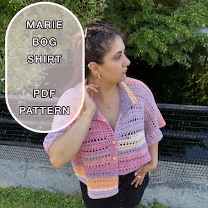 Marie BOG Shirt Crochet Pattern (cotton)  / XS - 3XL Crochet Shirt Pattern PDF/ Easy Crochet Bog Shirt/ Crochet Top Pattern