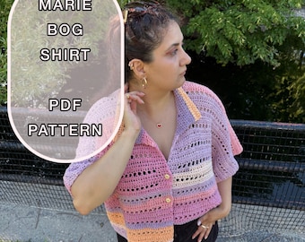Marie BOG Shirt Crochet Pattern - Easy Button-Up Design (PDF Pattern)