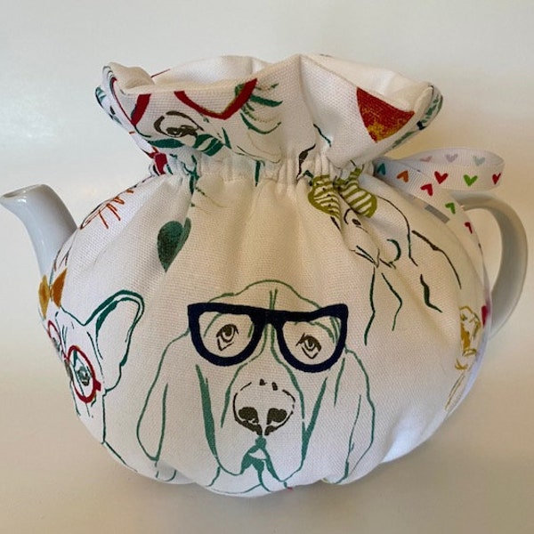 Cute Basset Hound Dog Tea Cozy / Teapot Warmer - 4-6 cup wrap around style - hand made in US - FREE Shipping!