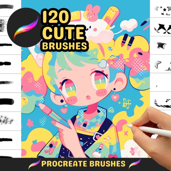 Procreate Brushes: 120 Cutest Brushes Ever, Pencil, Crayon, Pen, Marker, Liner, Sketcher, Cute Patterns and Clipart