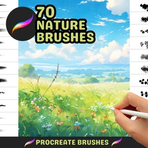Procreate Nature Brushes, 70 Brushes for Anime and Realistic Illustrations, Trees, Flowers, Landscapes, Ghibli, Makoto Shinkai