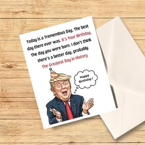 Carte d'anniversaire Trump, carte d'anniversaire drôle, joyeux anniversaire, cadeau d'anniversaire pour petite amie, petit ami, mari, femme, elle, lui, amour