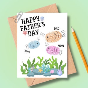 Carte de fête des pères, fête des pères, cadeau pour papa, carte A2 pour papa, empreinte de main souvenir pour enfants, ressources pour enseignants et parents, travaux manuels, maternelle