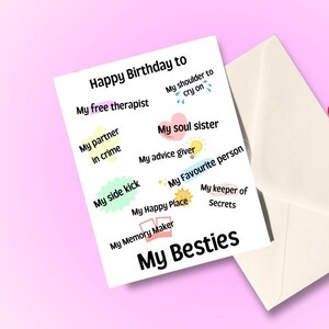 Carte d'anniversaire drôle, carte d'anniversaire bestie, cadeaux d'anniversaire pour meilleure amie, elle, âme soeur, partenaire, amour. Carte de meilleur ami.