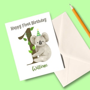 Carte de 1er anniversaire, joyeux anniversaire, cadeau d'anniversaire mignon, pour fille, pour garçon, carte d'anniversaire pour petit-fils, mignon neveu, nièce Carte de 1er anniversaire.