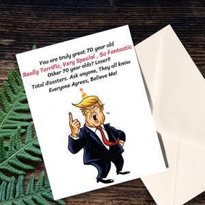 Carte d'anniversaire du président Trump, carte d'anniversaire drôle du 70e anniversaire pour homme, carte d'anniversaire drôle du 70e anniversaire pour femme, pour maman papa tante oncle grand-mère grand-père