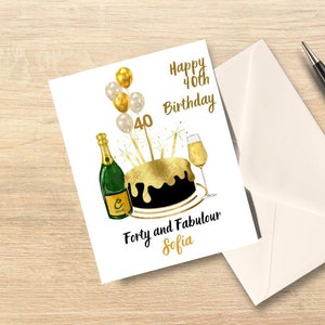Carte de 40e anniversaire, joyeux anniversaire, carte personnalisée, carte d'anniversaire cadeau pour elle, maman, épouse, soeur, petite amie, meilleure amie, amour