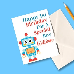 Carte de 1er anniversaire, joyeux anniversaire, cadeau d'anniversaire mignon, pour fille, pour garçon, carte d'anniversaire pour petit-fils, mignon neveu, nièce Carte de 1er anniversaire.