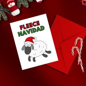Carte de Noël animal drôle « FLEECE NAVIDAD », carte de vœux, joyeux Noël, carte de Noël pour famille ou amis