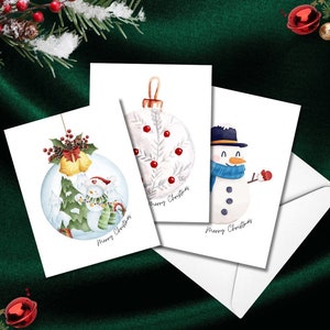 Lot de 3 cartes de Noël boule de neige, carte de vœux, joyeux Noël, carte de Noël pour famille ou amis
