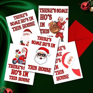 Lot de 5 cartes de père Noël « Il y a des voyous dans cette maison », carte de vœux, joyeux Noël, carte de Noël pour famille ou amis