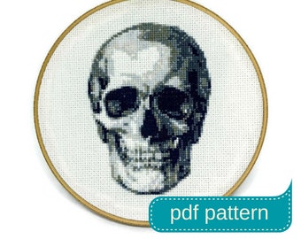 Skull Counted Cross Stitch Pattern PDF Download - DIY Needlepoint - Pattern Download