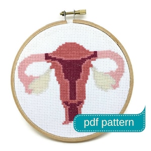 Anatomical Uterus Cross Stitch Pattern PDF Download Ovary Cross Stitch Counted Cross Stitch Pattern image 1