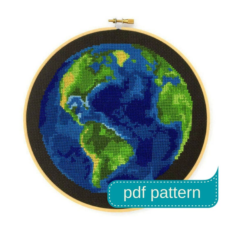 Earth Cross Stitch Pattern Download PDF Counted Cross Stitch Pattern PDF Pattern image 1
