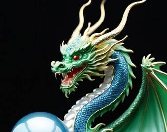 Chinese dragon holding a pearl. Digital print, digital download, digital photo