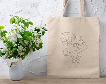 100% Cotton Tote Bag, Crystal aura. Eco-friendly shopping bag, bag for life