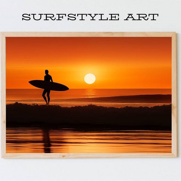 1970s Surfer Art  | Sunset Art | Coastal Art | Surf Style Art |Bauhaus Style | Contemporary Art | Printable Wall Art | Digital Download